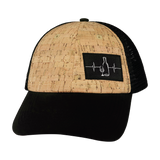 Wine - 6 Panel - Unstructured - Cork - Black Soft Trucker Mesh (Unisex)