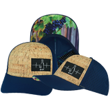 Wine - 6 Panel - Cork - Navy - Laser Mesh (Unisex)