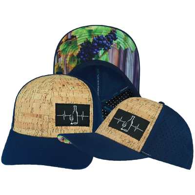 Wine - 6 Panel - Cork - Navy - Laser Mesh (Unisex)
