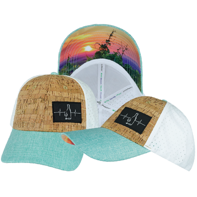 Wine - 6 Panel - Shallow Fit - Pony Tail - Cork - Mint / White - Laser Mesh (Unisex)