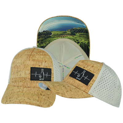 Wine - 5 Panel - Structured - Cork - Gray - Laser Mesh (Unisex)