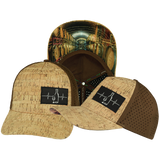 Wine - 5 Panel - Structured - Cork - Brown - Laser Mesh (Unisex)