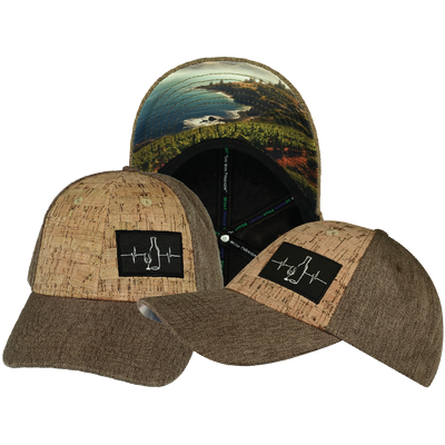 Wine - 6 Panel - Shallow Fit - Cork - Light Brown Hemp - Fabric Back (Unisex)