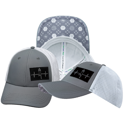 Yoga - 6 Panel - Shallow Fit - Pony Tail - Gray / White - Laser Mesh (Unisex)
