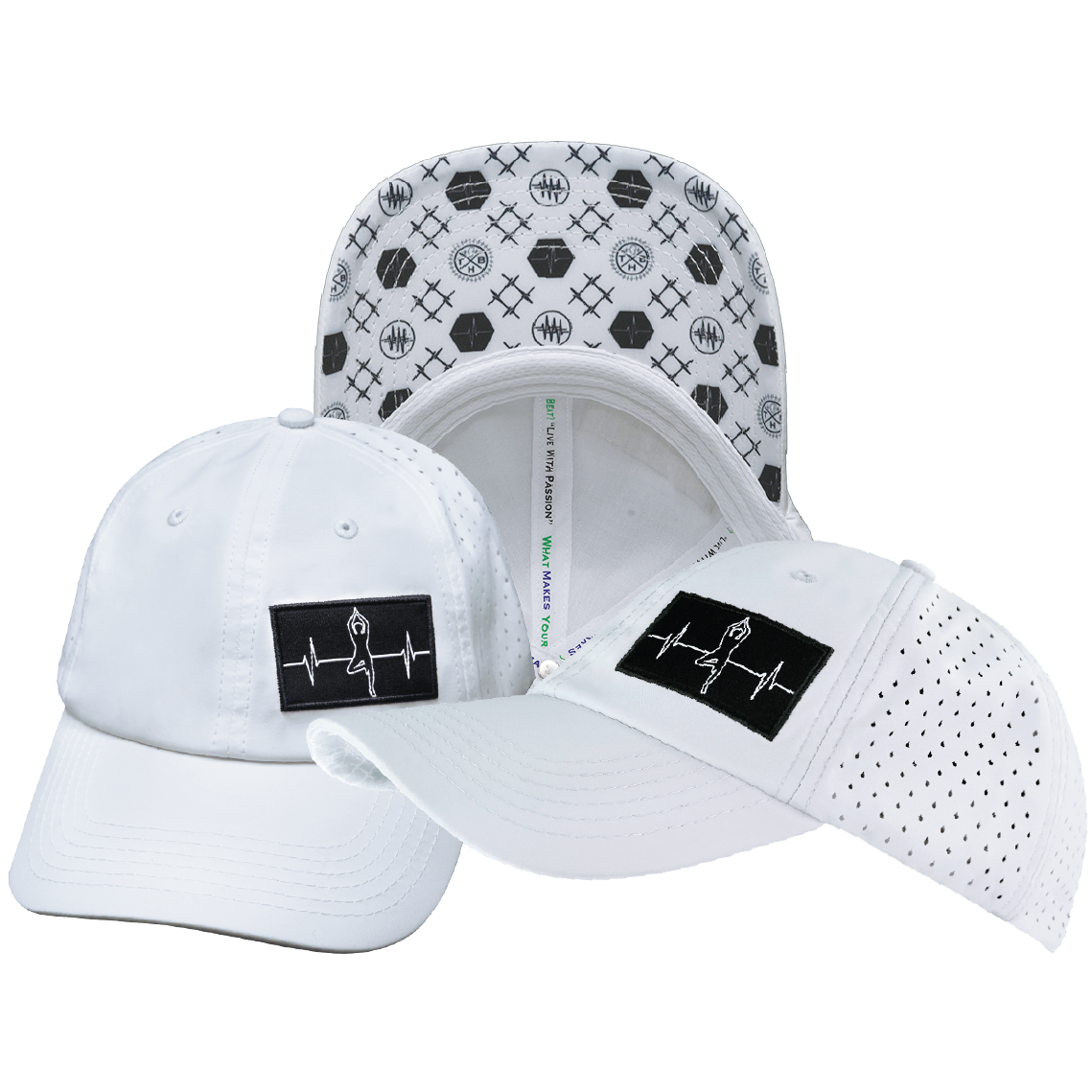 Yoga - 6 Panel - Unstructured - Relaxed Fit - Pony Tail - White - Laser Mesh (Unisex)