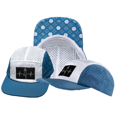Yoga - 5 Panel - Sporty - Unstructured - Pony Tail - Light Blue / White - Laser Mesh (Unisex)