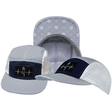 Yoga - 5 Panel - Sporty - Unstructured - Pony Tail - Gray / Navy / White - Laser Mesh (Unisex)