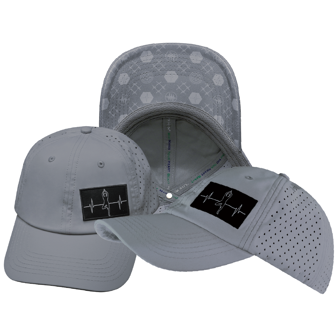 Yoga - 6 Panel - Unstructured - Relaxed Fit - Pony Tail - Gray - Laser Mesh (Unisex)