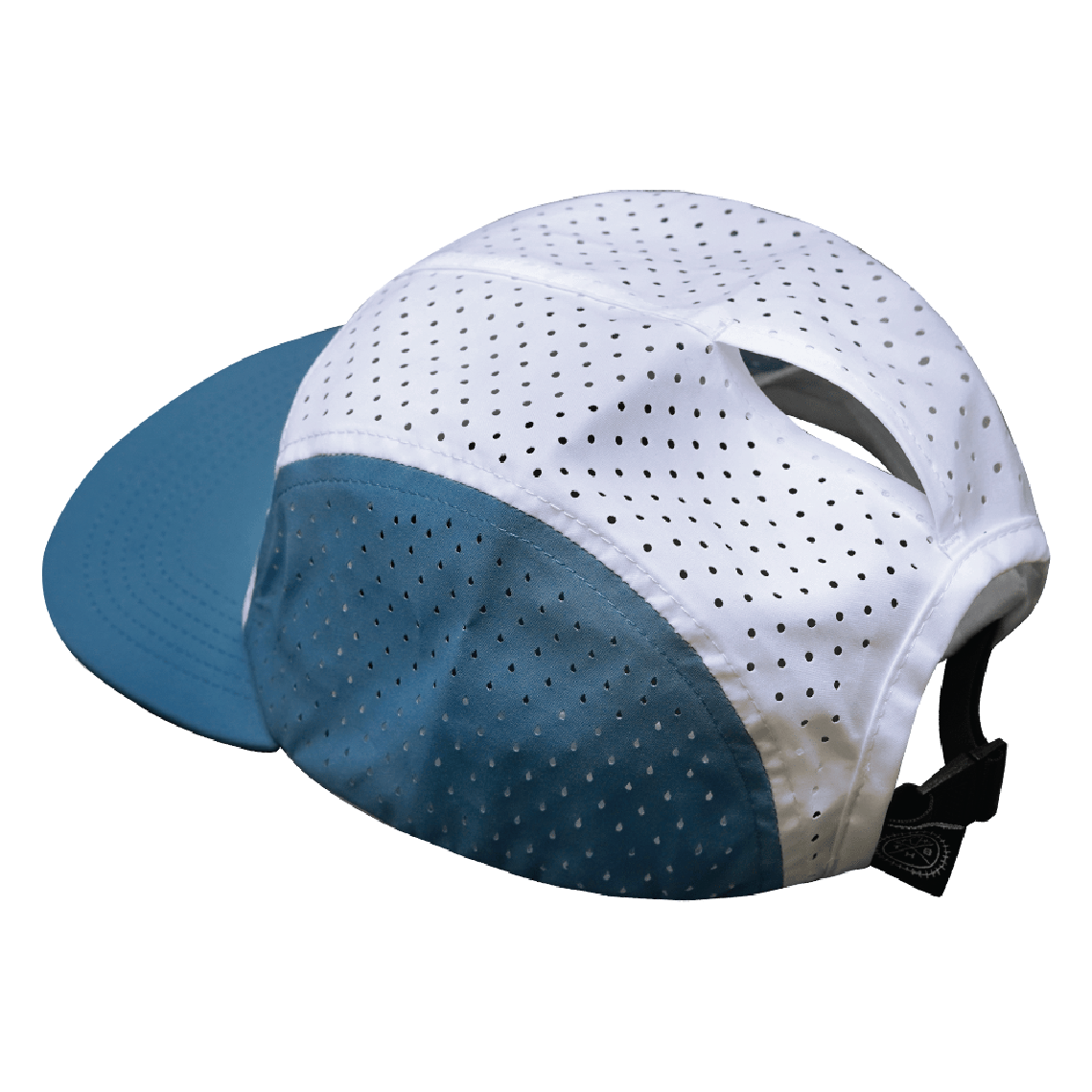 Yoga - 5 Panel - Sporty - Unstructured - Pony Tail - Light Blue / White - Laser Mesh (Unisex)