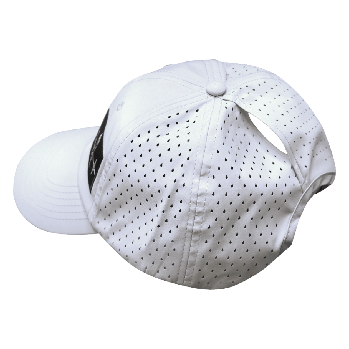 Yoga - 6 Panel - Unstructured - Relaxed Fit - Pony Tail - White - Laser Mesh (Unisex)