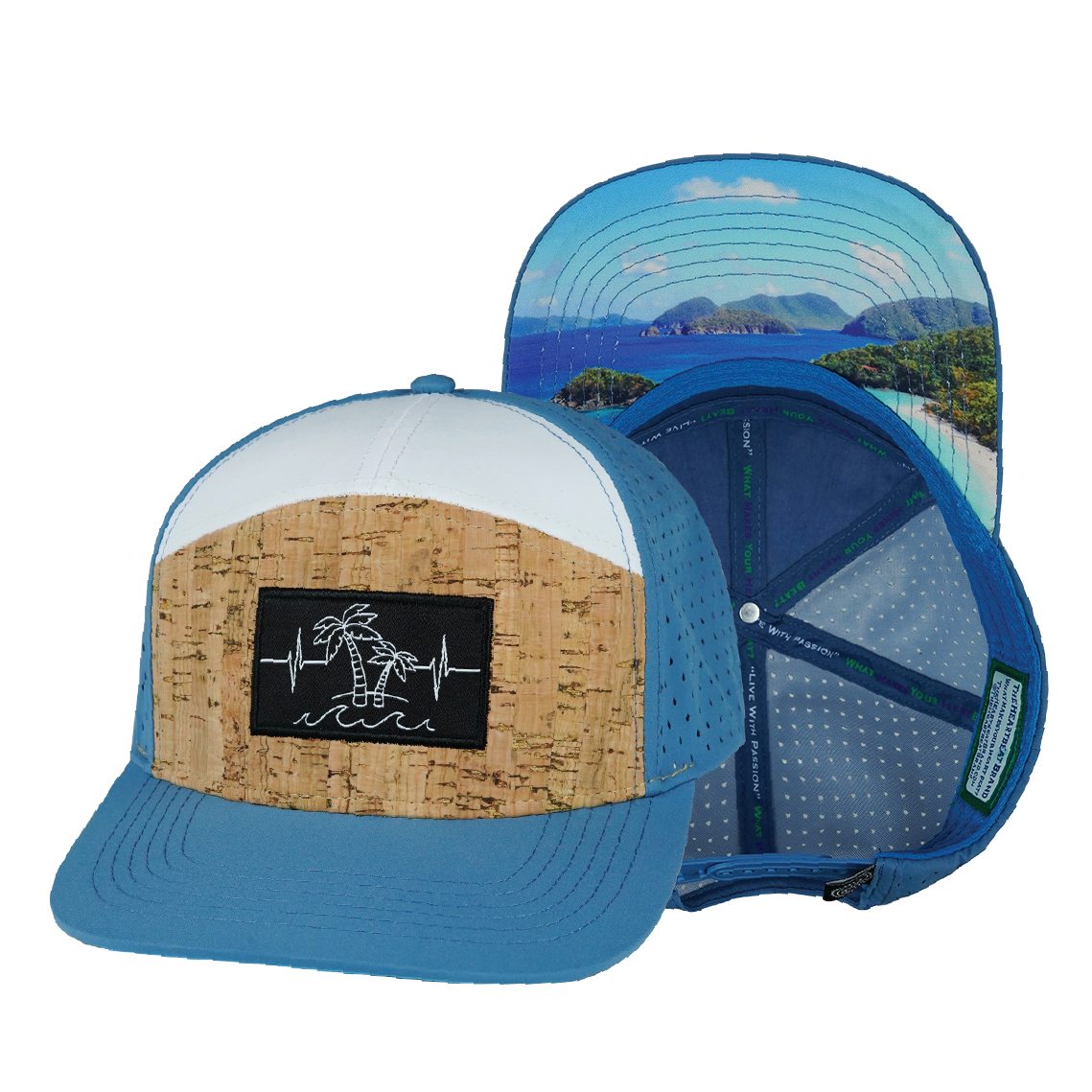 Beach - 7 Panel - Cork - Blue / White (Unisex)