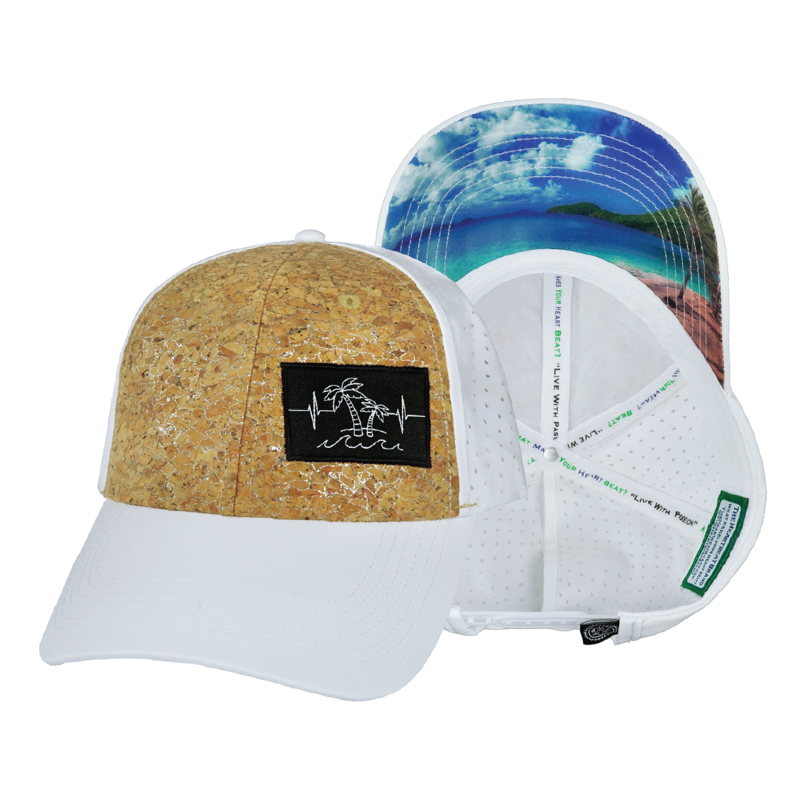 Beach - 6 Panel - Shallow Fit - Pony Tail - Cork - White (Unisex)