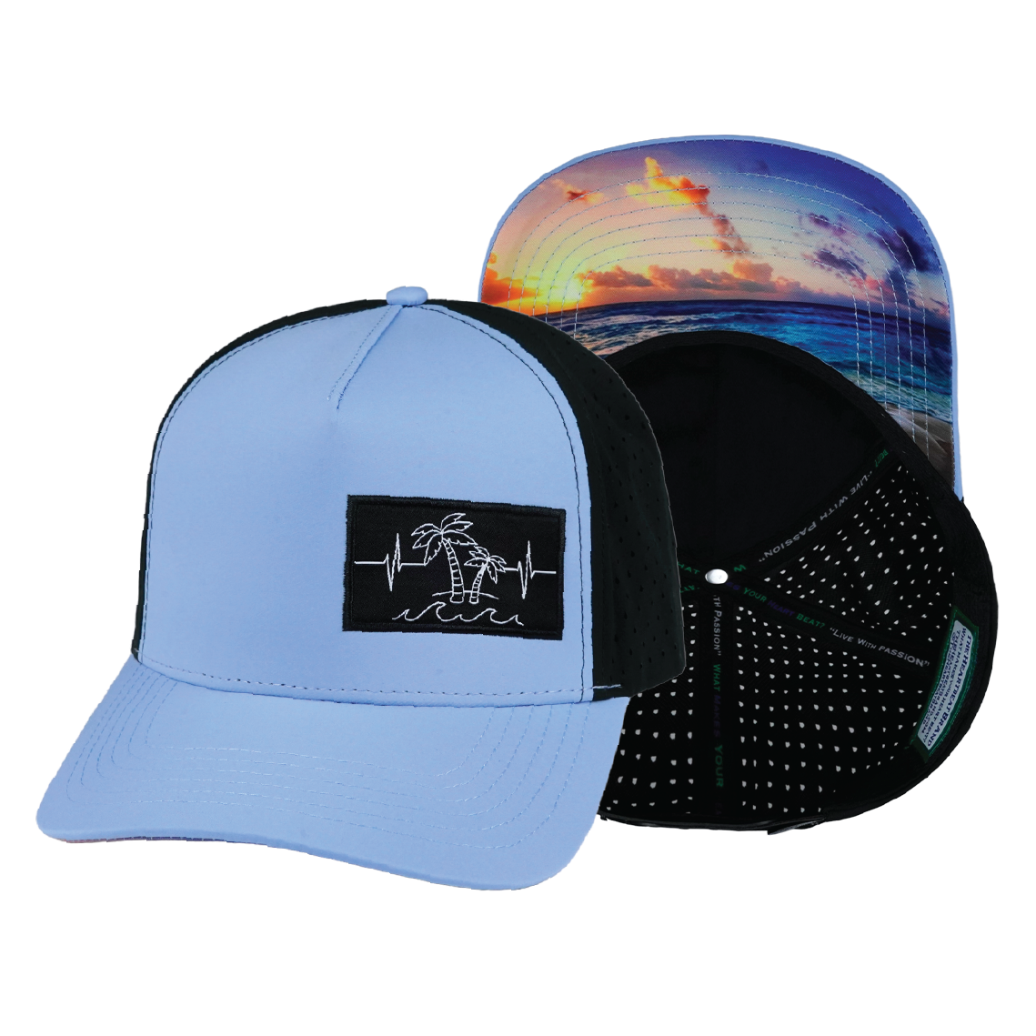 Beach - 5 Panel - Structured - Light Blue / Black (Unisex)