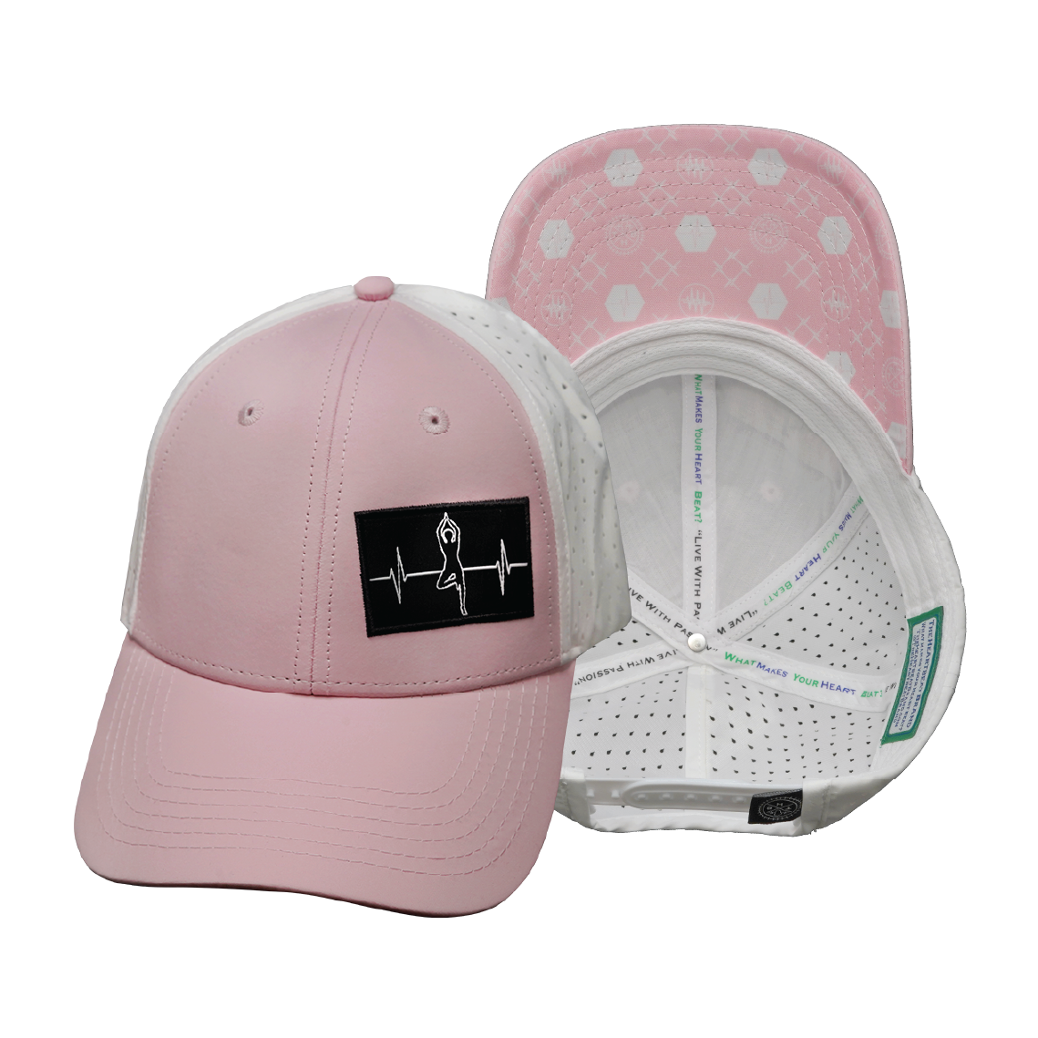 Yoga - 6 Panel - Shallow Fit - Pony Tail - Pink / White (Unisex)