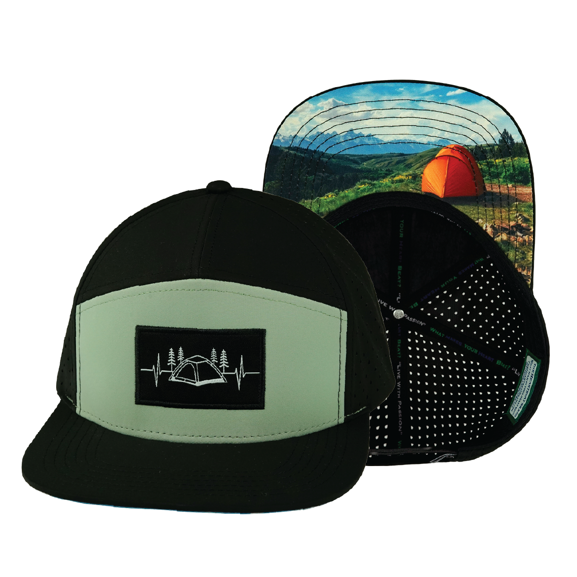 Camping - 7 Panel - Black / Sage (Unisex)