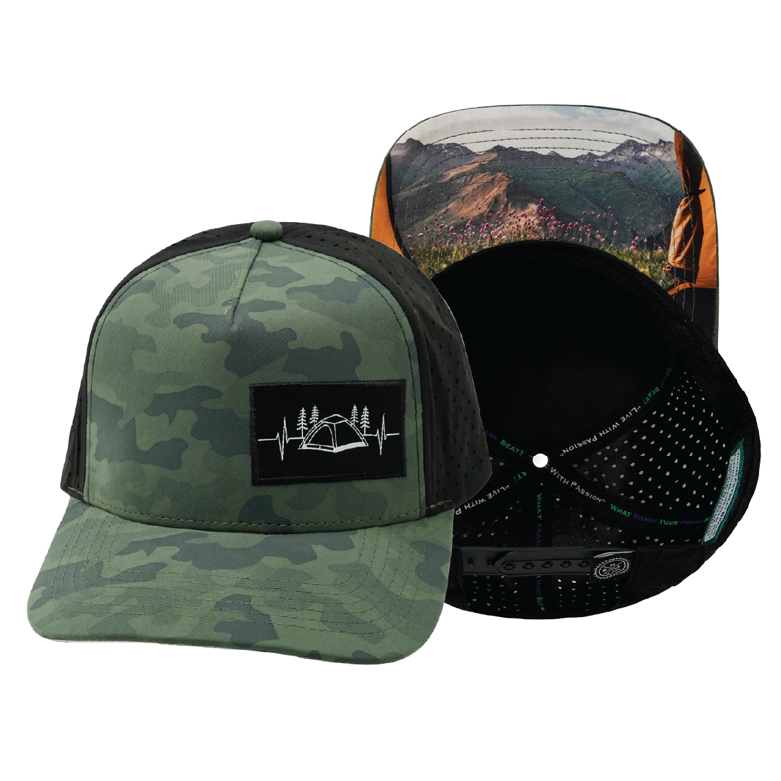 Camping - 5 Panel - Structured - Teal Camo / Black (Unisex)