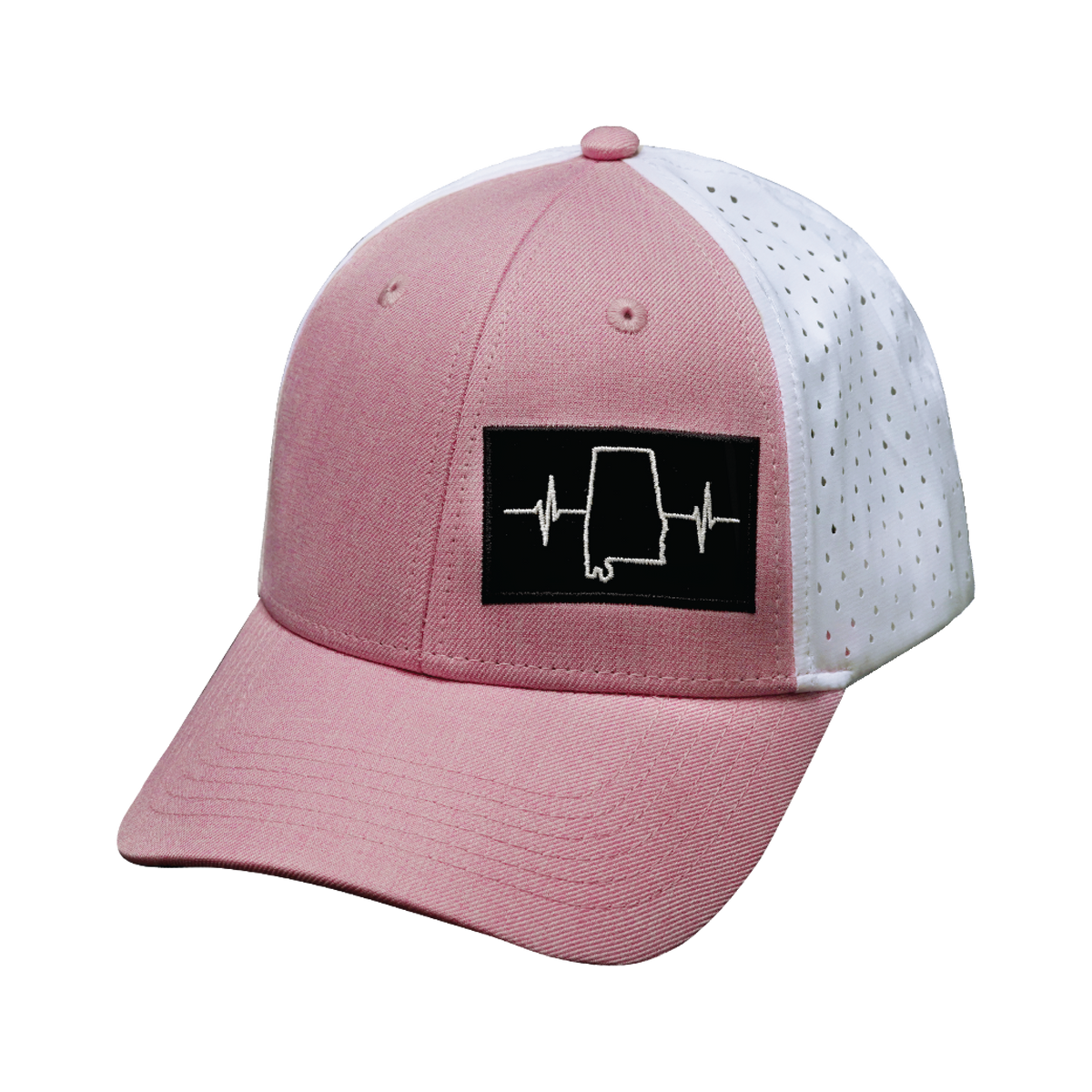Alabama Hat, Low Profile, Ponytail, Snapback Hat, Pink, White, Mens Hat, Womens Hat, Front Picture 