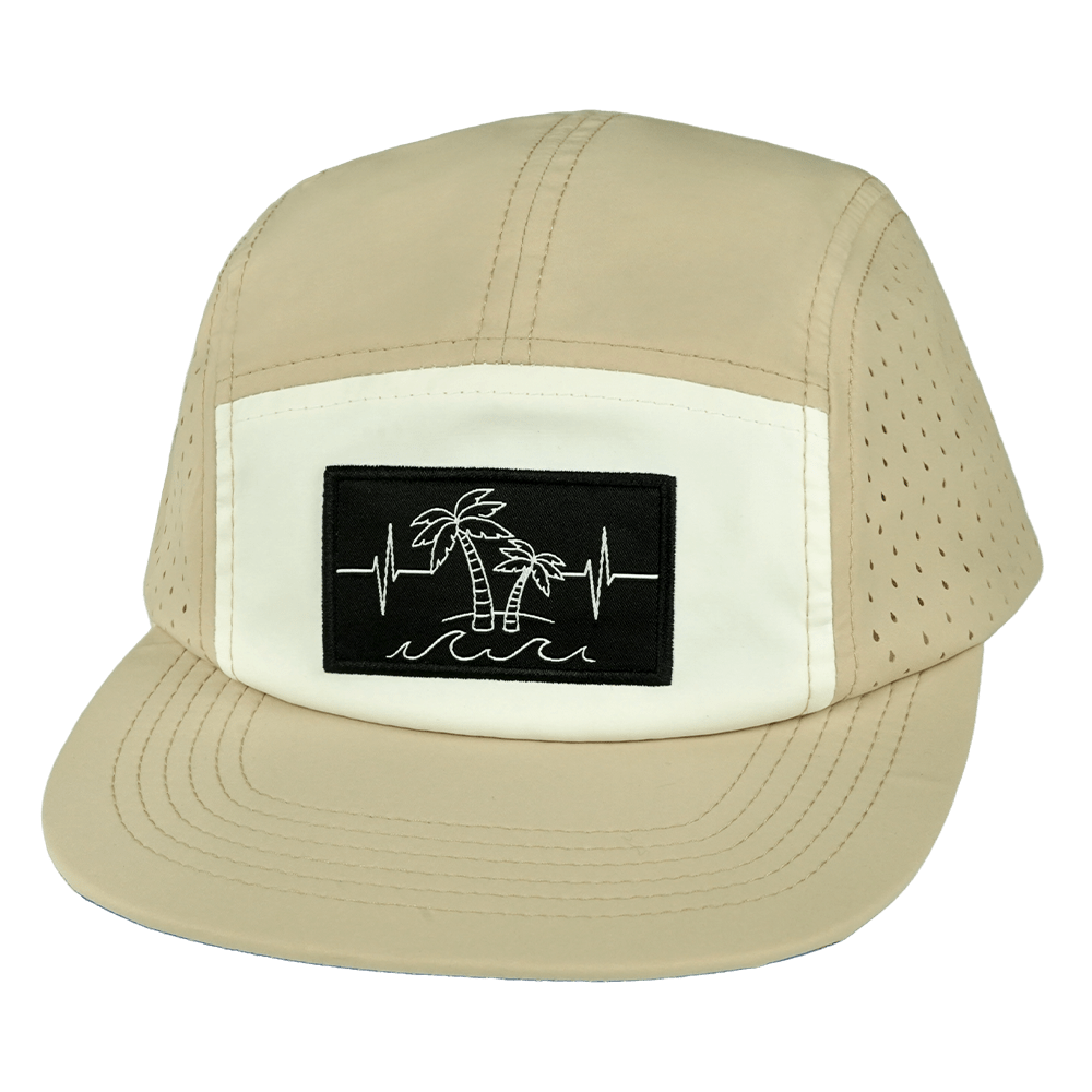 Beach Hat, 5 Panel Hat, Snapback, Sand, White, Mens Hat, Womens Hat, Front Picture