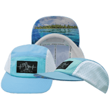 Beach Hat — 5 Panel, Baby Blue / Mint / White, Laser Mesh