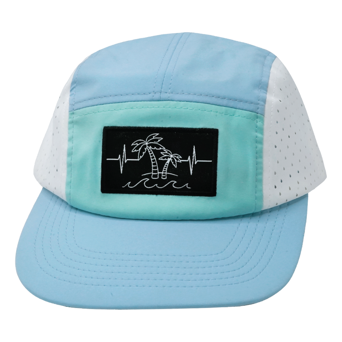 Beach Hat, 5 Panel Hat, Snapback, Baby Blue, Mint, White, Mens Hat, Womens Hat, Front Picture