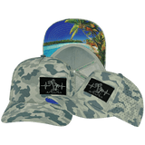 Beach Hat Trucker Hat — Soft Gray Camo, Laser Mesh