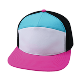 Blank - 7 Panel - Neon Pink / White / Neon Blue Green / Black (Unisex) - Laser Mesh