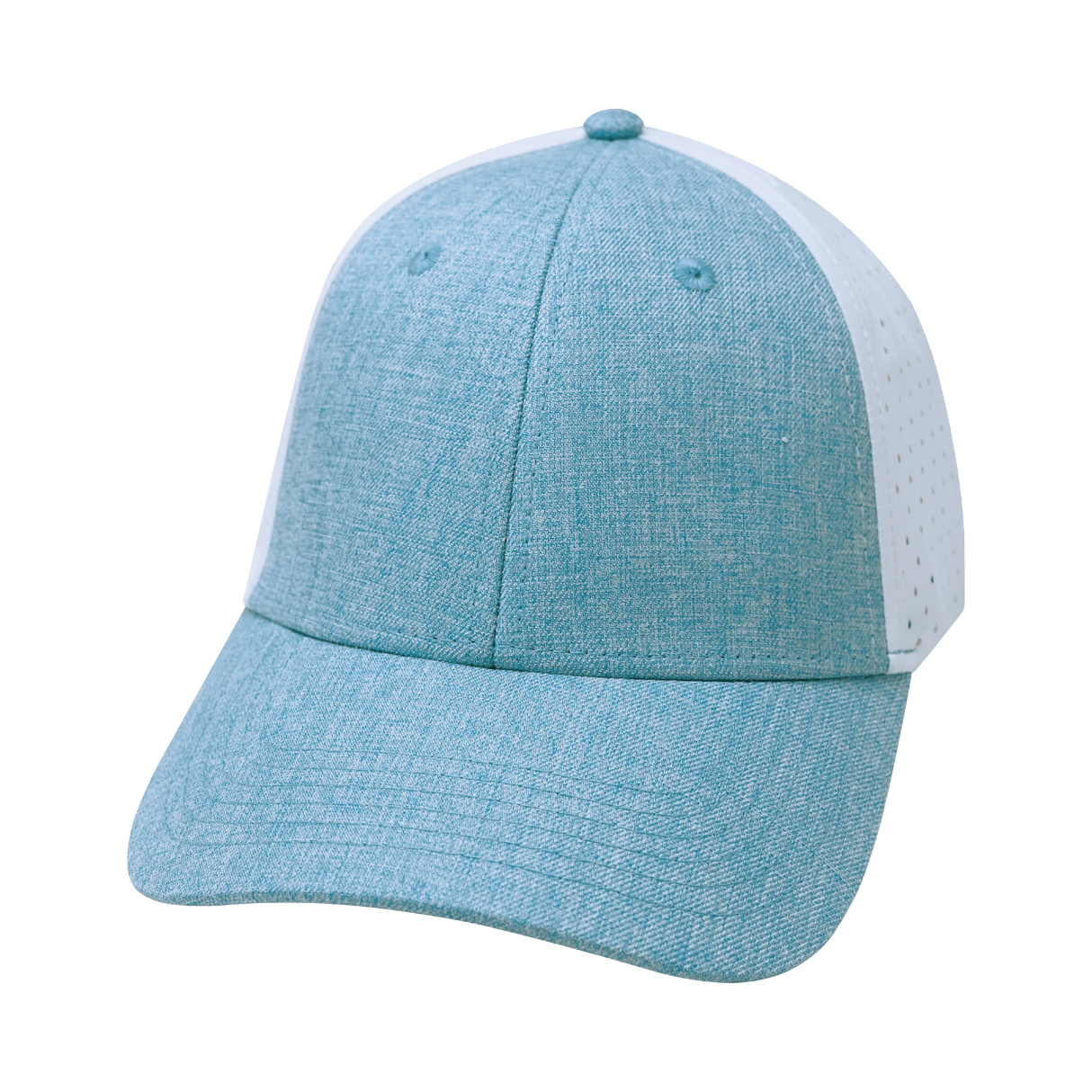Blank - 6 Panel - Shallow Fit - Pony Tail - Baby Blue / White (Unisex)