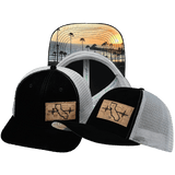 California Hat — Baseball Hat Fit, Suede, Black / Gray, Trucker Mesh