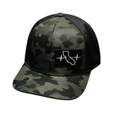 California Hat, Baseball Hat, Snapback Hat, Gren Camo, Black, Mens Hat, Womens Hat, Front Picture