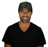 California Hat, Baseball Hat, Snapback Hat, Green Camo, Black, Mens Hat, Womens Hat, Man in Hat Picture