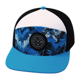 Color Vibes Hat, Flat Bill, Snapback Hat, Blue Shock, Neon Blue, White, Black, Mens Hat, Womens Hat, Front Picture 