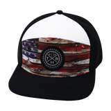 THB  - 7 Panel - Vintage Flag - Black / White - Laser Mesh (Unisex)