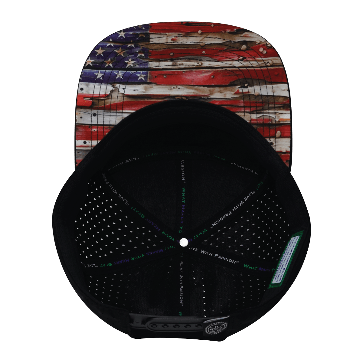 THB  - 7 Panel - Vintage Flag - Black / White - Laser Mesh (Unisex)