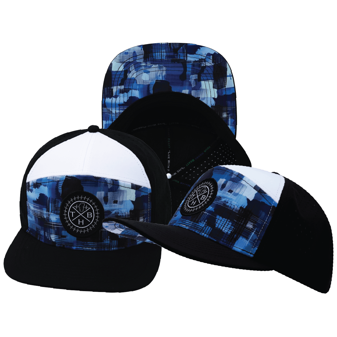 **ADULT** Color Vibes Hat — Flat Bill, Artist Storm, Black / White, Laser Mesh