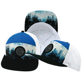 **ADULT** Color Vibes Hat — Flat Bill, City Drip, Black / Blue / White, Laser Mesh