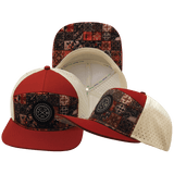 **ADULT** Color Vibes Hat — Flat Bill, Copper Stitch, Red Rock / Cream, Laser Mesh