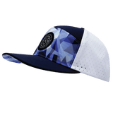 Color Vibes Hat, Flat Bill, Snapback Hat, Geo Blue, Navy, White, Mens Hat, Womens Hat, Side Picture 