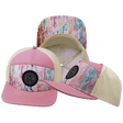 **ADULT** Color Vibes Hat — Flat Bill, Geo Mosaic, Pink Peach / Cream, Laser Mesh