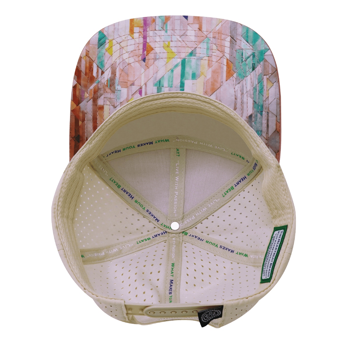 Color Vibes Hat, Flat Bill, Snapback Hat, Geo Mosaic, Pink Peach, Cream, Mens Hat, Womens Hat, Underbill Picture