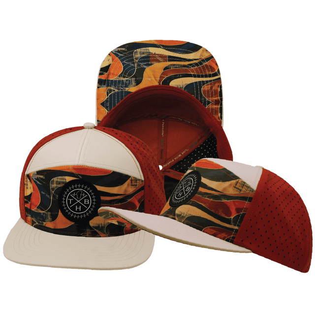 **ADULT** Color Vibes Hat — Flat Bill, Rustic River, Cream / Red Rock, Laser Mesh