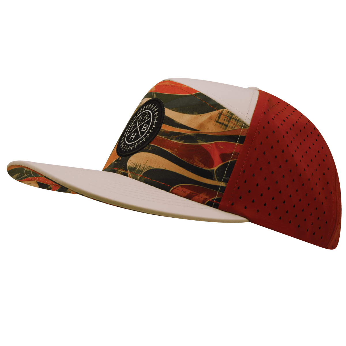 Color Vibes Hat, Flat Bill, Snapback Hat, Rustic River, Cream, Red Rock, Mens Hat, Womens Hat, Side Picture   