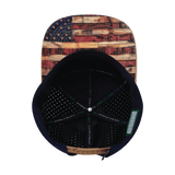 Color Vibes Hat, Flat Bill, Snapback Hat, Stained Flag, Light Tan, Navy, Mens Hat, Womens Hat, Underbill Picture