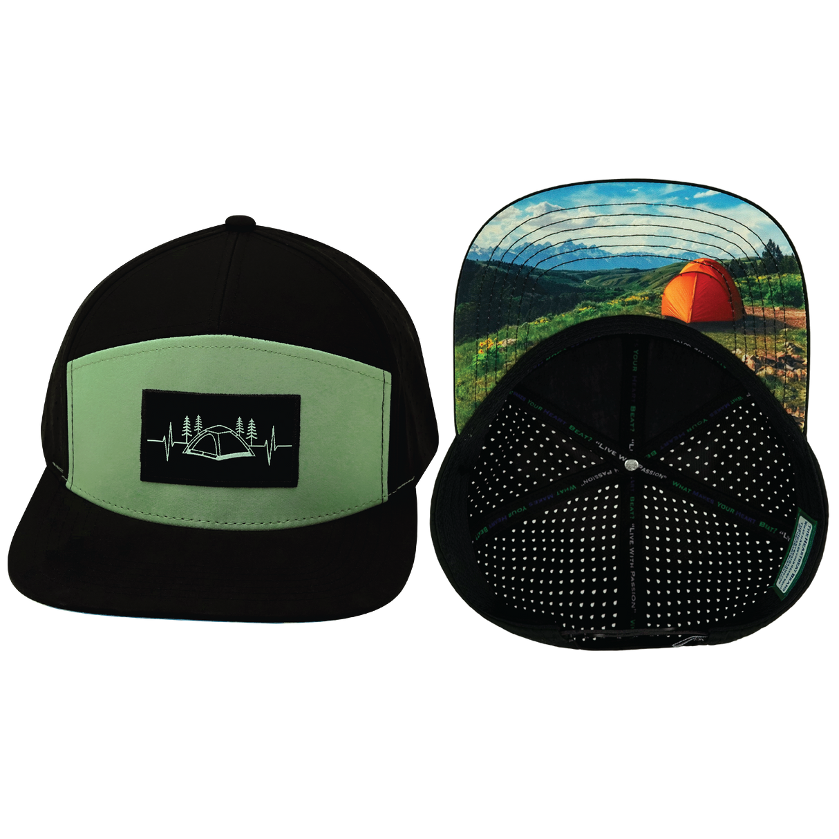 Camping - 7 Panel - Black / Sage (Unisex)