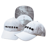 FREEDOM Hat - 6 Panel - Shallow Fit - Unstructured - White - Laser Mesh - Proceeds go to TPUSA