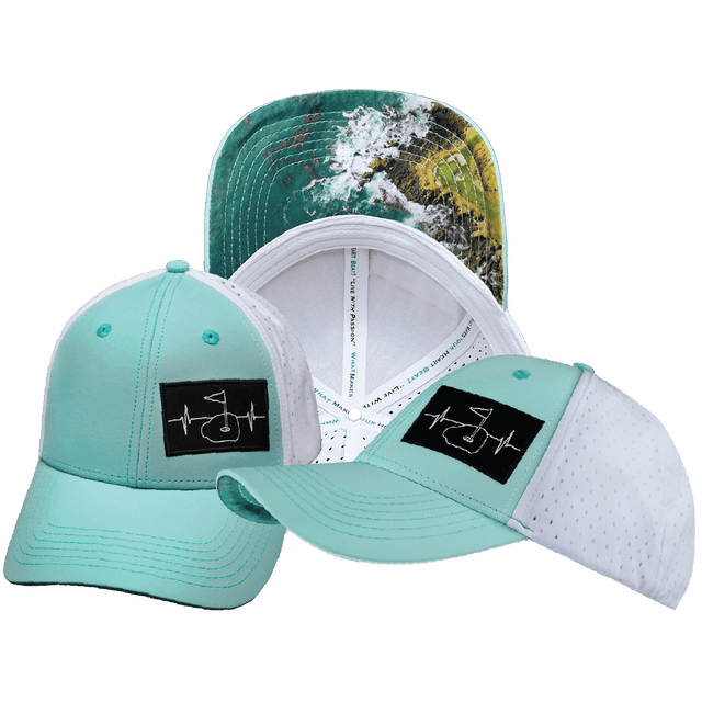 Golf Hat — Low Profile, Ponytail, Mint Green / White, Laser Mesh
