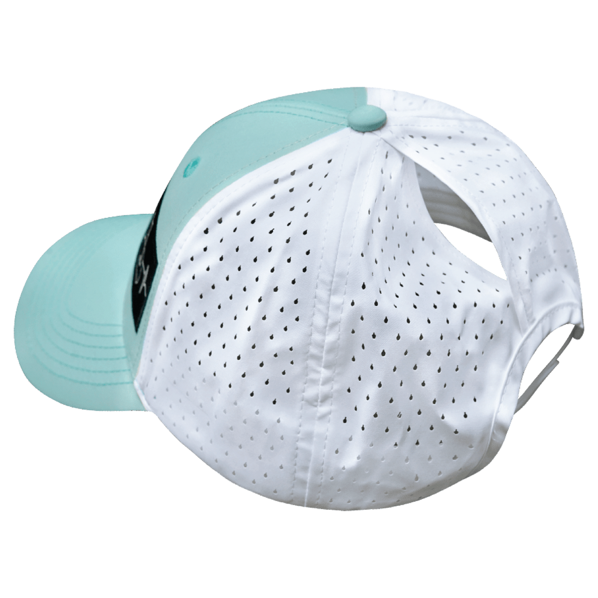 Golf Hat, Low Profile, Ponytail, Snapback Hat, Mint Green, White, Mens Hat, Womens Hat, Ponytail Hole Picture 