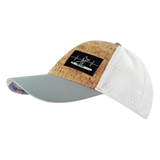Paddle Board Hat, Low Profile, Ponytail, Snapback Hat, Cork, Gray, White, Mens Hat, Womens Hat, Side Picture 