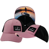 Paddle Board Hat — Low Profile, Ponytail, Dusty Pink / Black, Laser Mesh