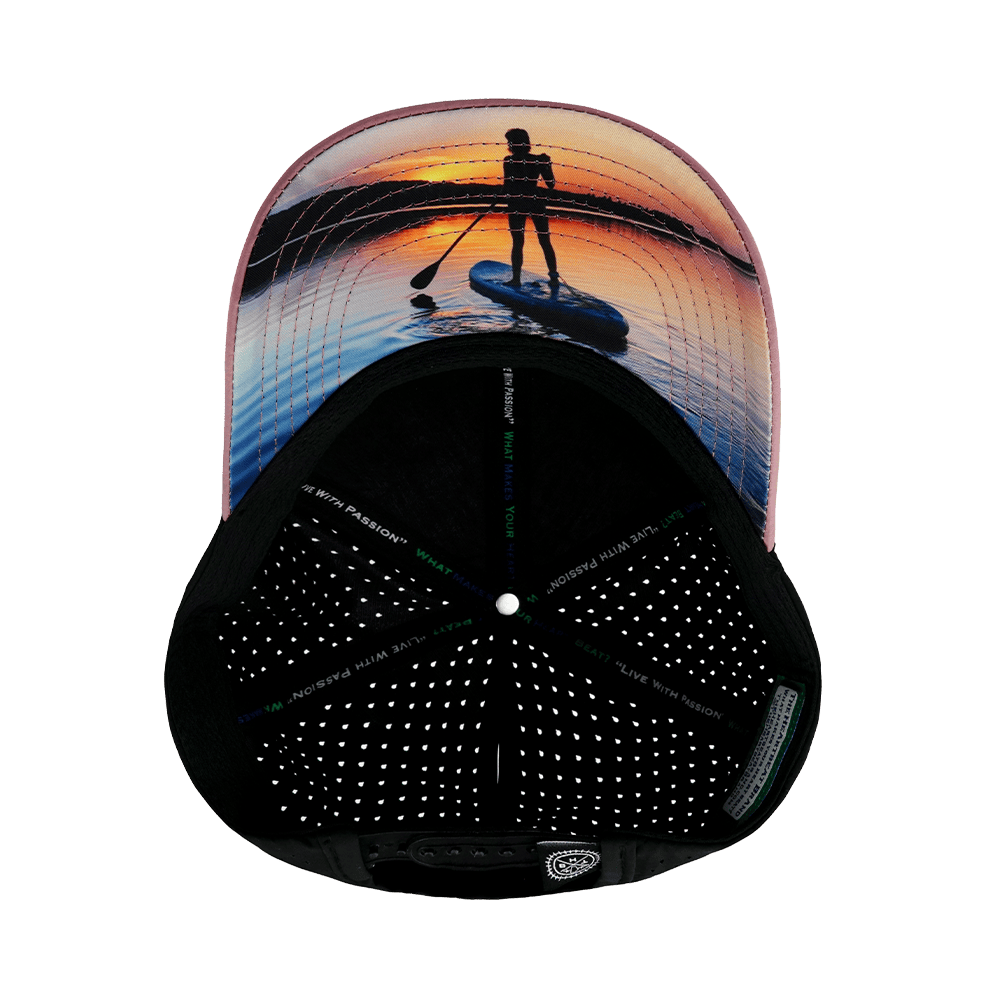 Paddle Board Hat, Low Profile, Ponytail, Snapback Hat, Lavender, Black, Mens Hat, Womens Hat, Underbill Picture 
