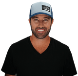 Paddle Board Hat, Trucker Hat, Snapback Hat, Dark Blue, Gray Blue, Mens Hat, Womens Hat, Man In Hat Picture